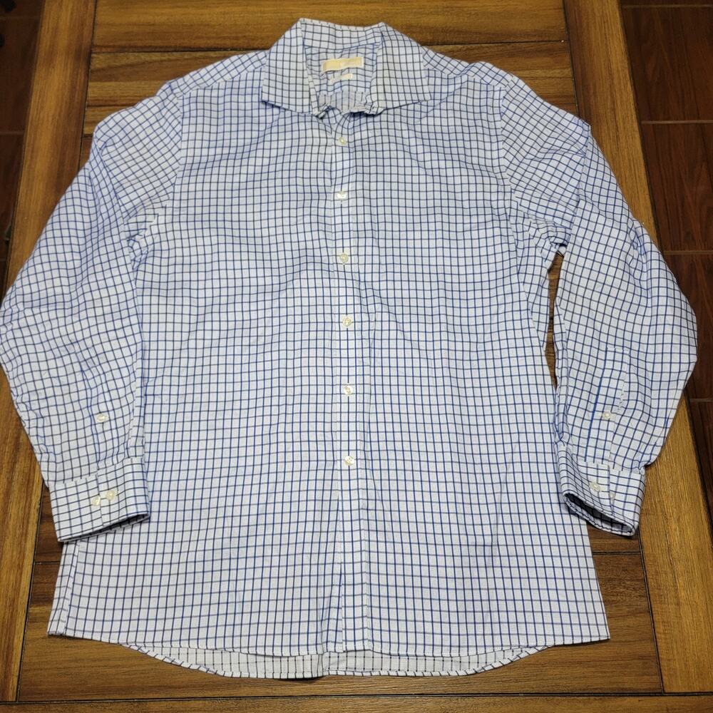 Michael Kors LS Blue Squares Full Button Shirt - Size 17 34/35